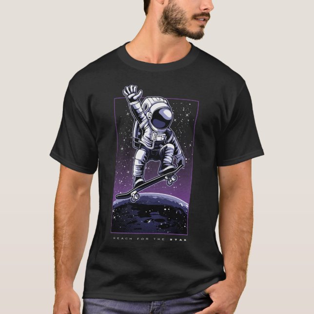 "Reach for the Stars" Astronaut on the Board T-Shirt (Front)