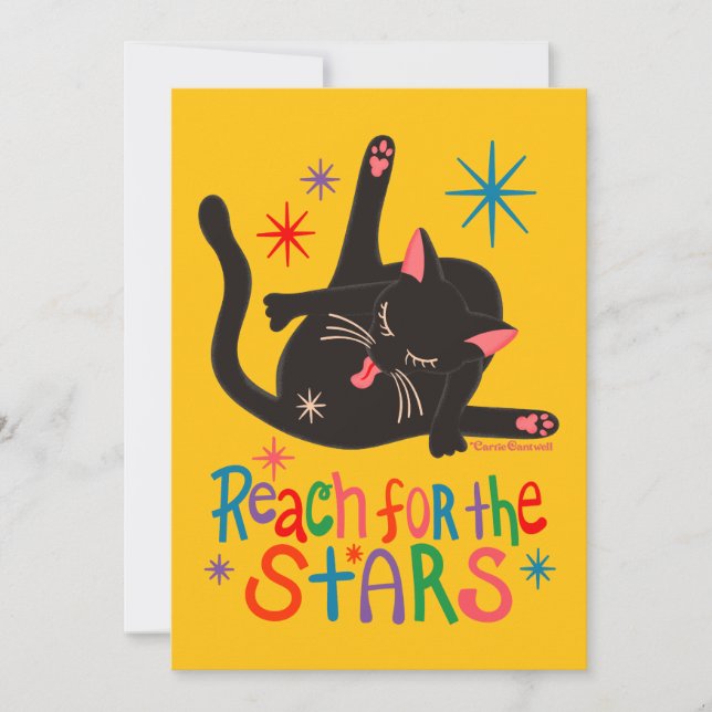 Reach for the Stars Funny Cat Butt Pun Card (Front)