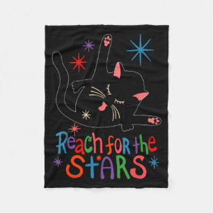Reach For The Stars Funny Cat  Fleece Blanket