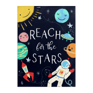 Reach For The Stars Galaxy Quote Crayon Art
