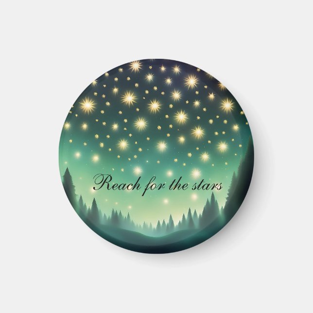 Reach for the Stars - Green shades Starry Night Magnet (Front)