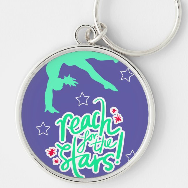 Reach for the Stars Gymnastics Tumbling   Key Ring (Front)