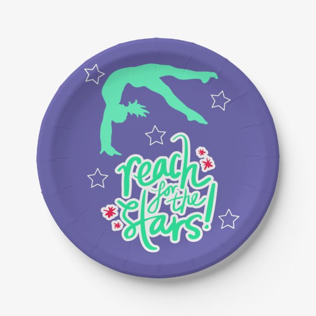 Reach for the Stars Gymnastics Tumbling   Paper Plate (Front)