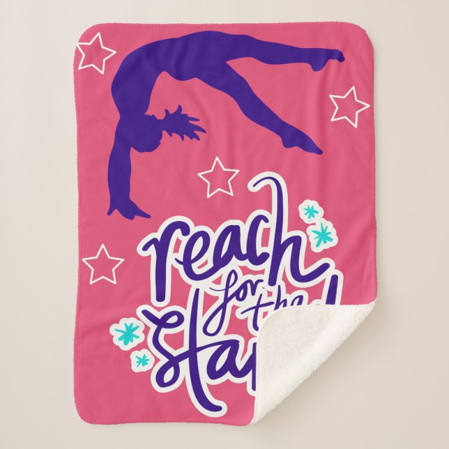 Reach for the Stars Gymnastics Tumbling   Sherpa Blanket (Front)