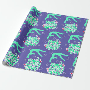 Reach for the Stars Gymnastics Tumbling   Wrapping Paper