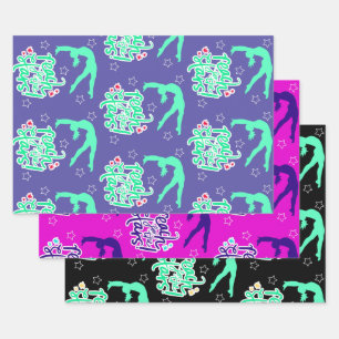 Reach for the Stars Gymnastics Tumbling  Wrapping Paper Sheet