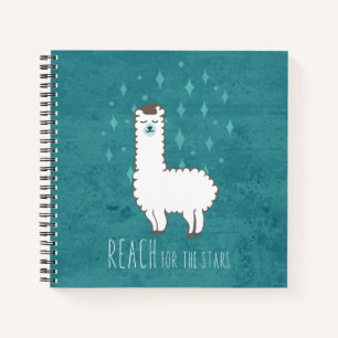 "Reach For The Stars" Sweet Llama Illustration Notebook