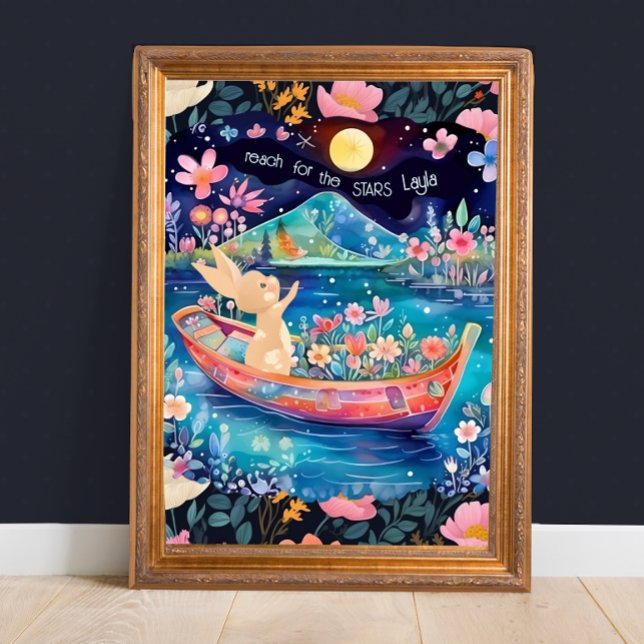 Reach for the Stars Woodland Bunny floral  Poster (Creator Uploaded)