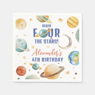 Reach Four The Stars Boy Galaxy 4th Birthday Party Napkin