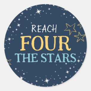 Reach Four The Stars Space Birthday  Classic Round Sticker