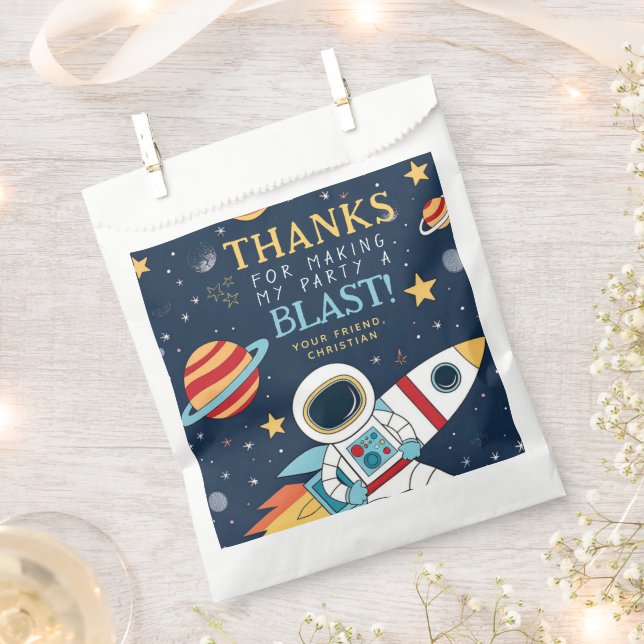 Reach Four the Stars Space Birthday Thank You Favour Bag (Clipped)