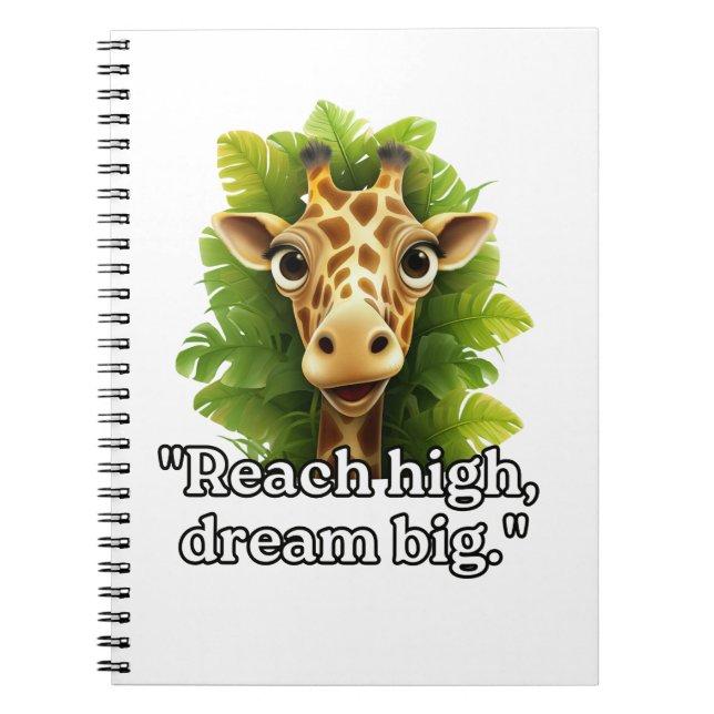Reach High, Dream Big – Giraffe Notebook 📖 (Front)