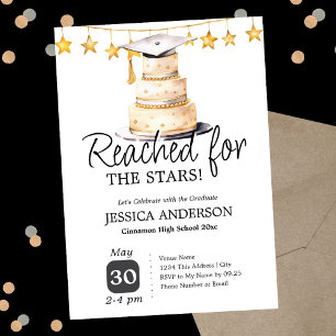 Reached for the Stars Graduation Party One Photo  Invitation