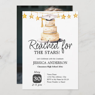 Reached for the Stars Graduation Party One Photo  Invitation