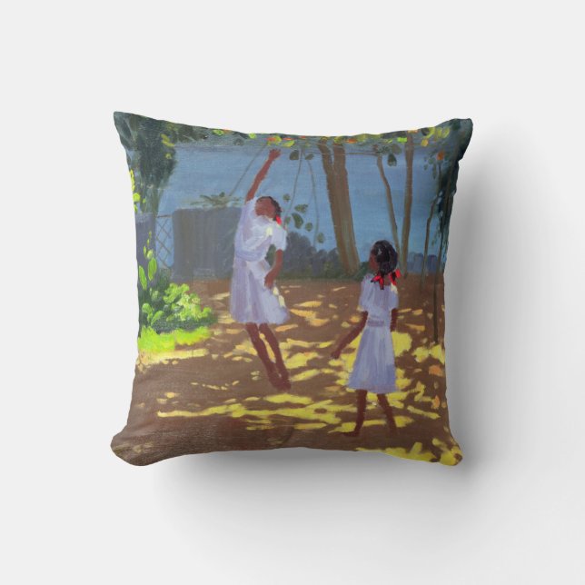 Reaching for Oranges Bentota Sri Lanka 1998 Cushion (Front)
