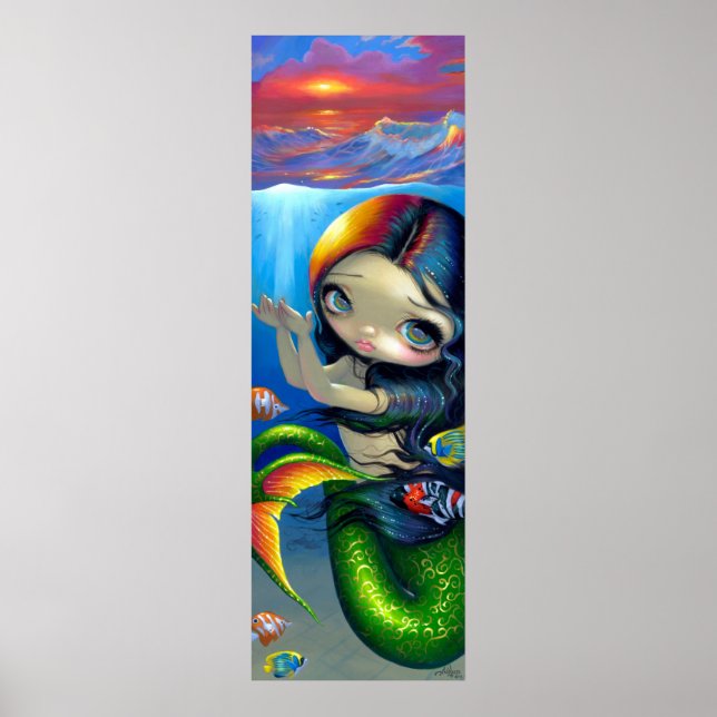 Reaching For Sunset ART PRINT big eyed mermaid (Front)