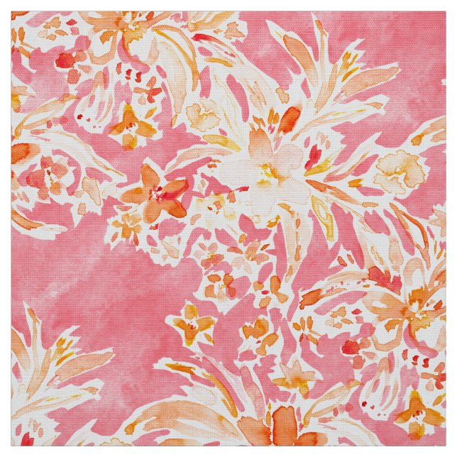 REACHING Pink Wild Floral Fabric (Swatch)