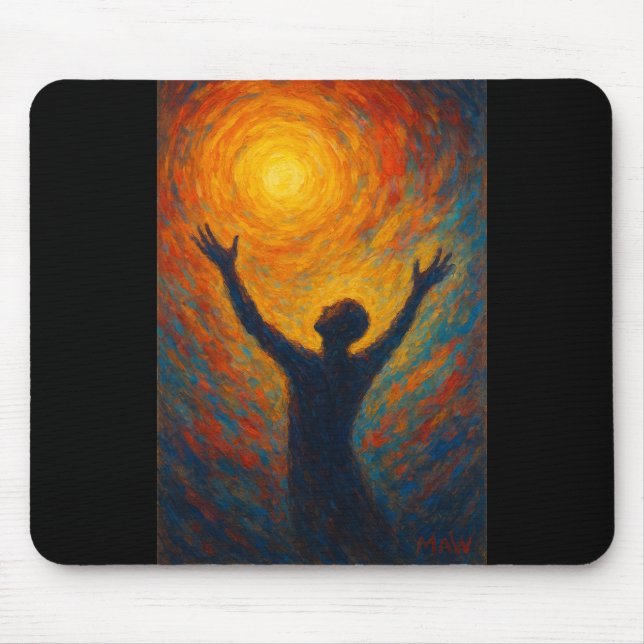 “Reaching the Light — Abstract Oil Silhouette” Mouse Pad (Front)