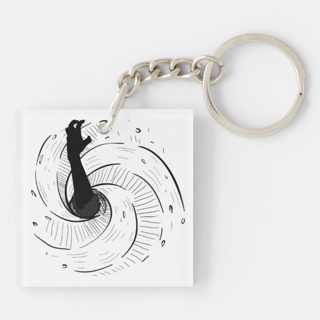 'Reaching to Escape' on a keychain (Back)