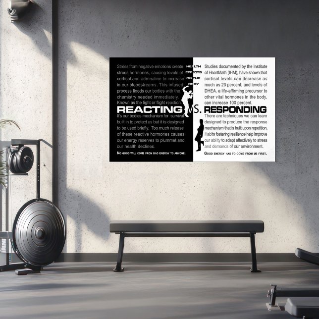 Reacting vs. Responding – Empower Graphics Poster (Illustrated comparison of stress effects on the body when reacting versus responding.)