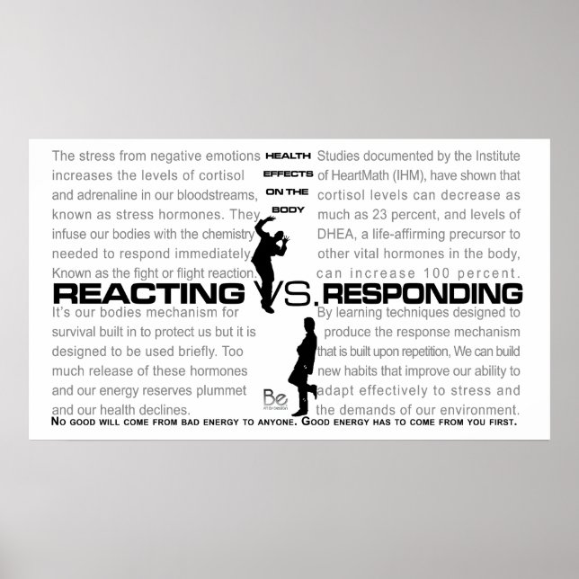 Reacting VS Responding Poster (Front)