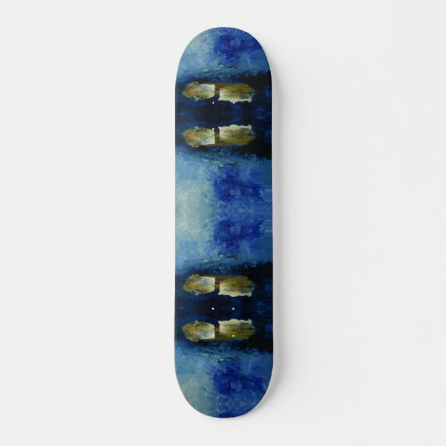 Reaction Blue Bastract Painting on Skateboard (Front)