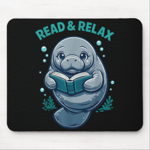 Read & relax reader book library manatees sea mouse pad