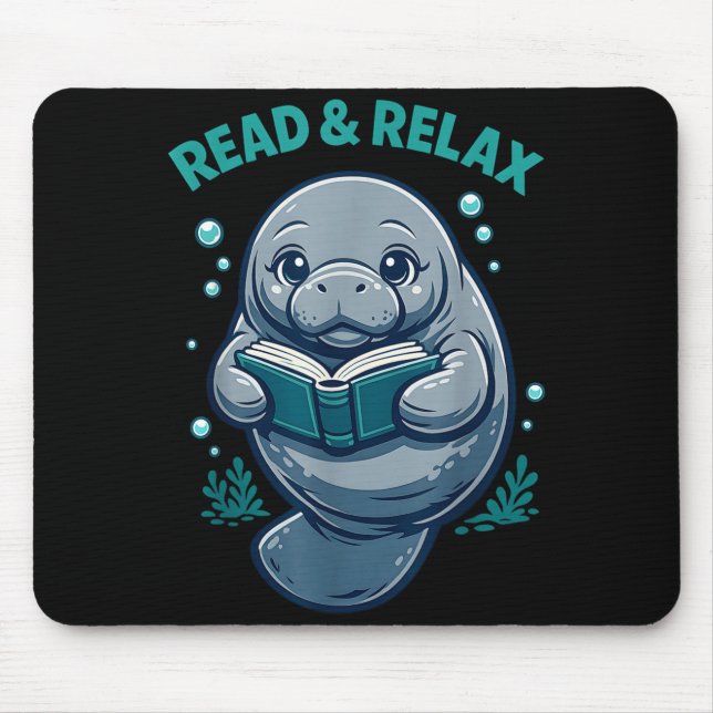 Read &amp; relax reader book library manatees sea mouse pad (Front)