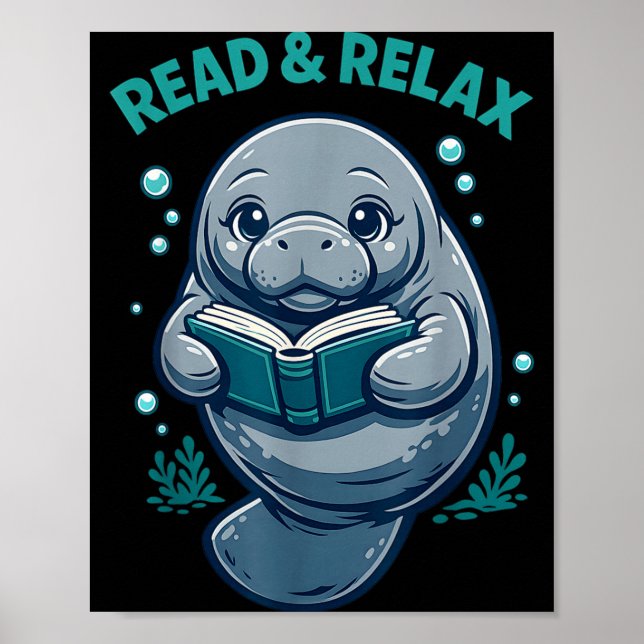 Read &amp; relax reader book library manatees sea poster (Front)