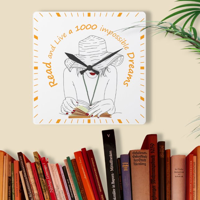 Read and Live a 1000 Impossible Dreams Square Wall Clock (Creator Uploaded)