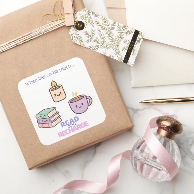 Read And Recharge Stickers Kawaii Book Lover Gift  (Gifting)