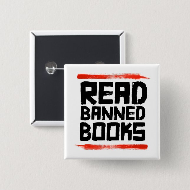 READ BANNED BOOKS 15 CM SQUARE BADGE (Front & Back)