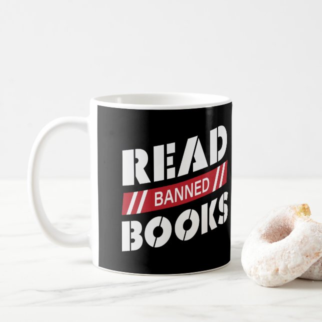 Read Banned Books  Coffee Mug (With Donut)