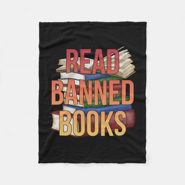 Read Banned Books Librarian Bookworm Book Reader Fleece Blanket (Front)
