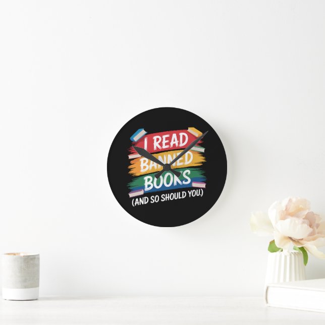 Read Banned Books Librarian Week Round Clock (Home)