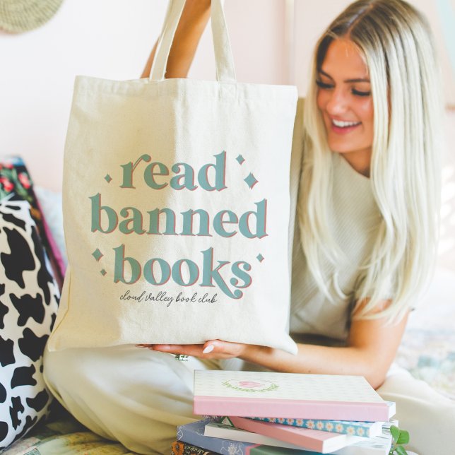 Read Banned Books Retro Lettering Personalised Tote Bag (Creator Uploaded)