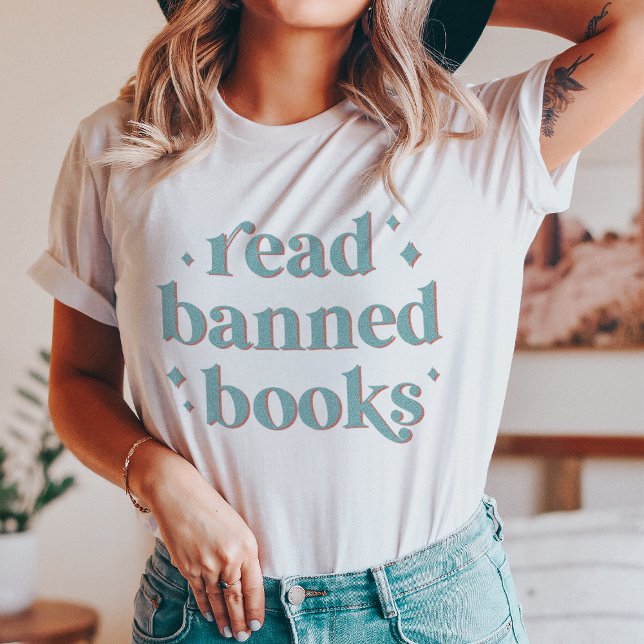 Read Banned Books Retro Lettering T-Shirt (Creator Uploaded)
