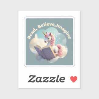 Read, Believe, Imagine - Cute Unicorn Sticker 