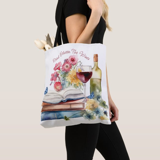 Read Between the Wines Tote Bag (Close Up)