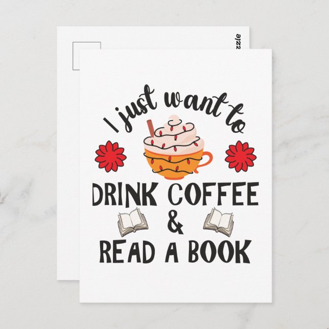 Read Book And Drink Coffee Postcard (Front/Back)