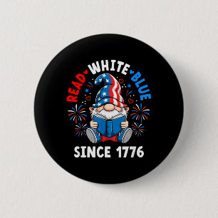 Read Books 4th of July Gnome Red White Blue Fun 6 Cm Round Badge