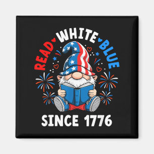 Read Books 4th of July Gnome Red White Blue Fun Magnet