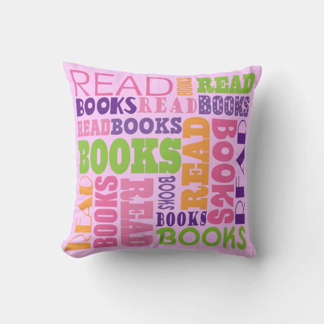 Read Books Cute Throw Pillow (Front)