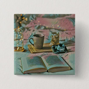 Read Books, Drink Coffee 15 Cm Square Badge
