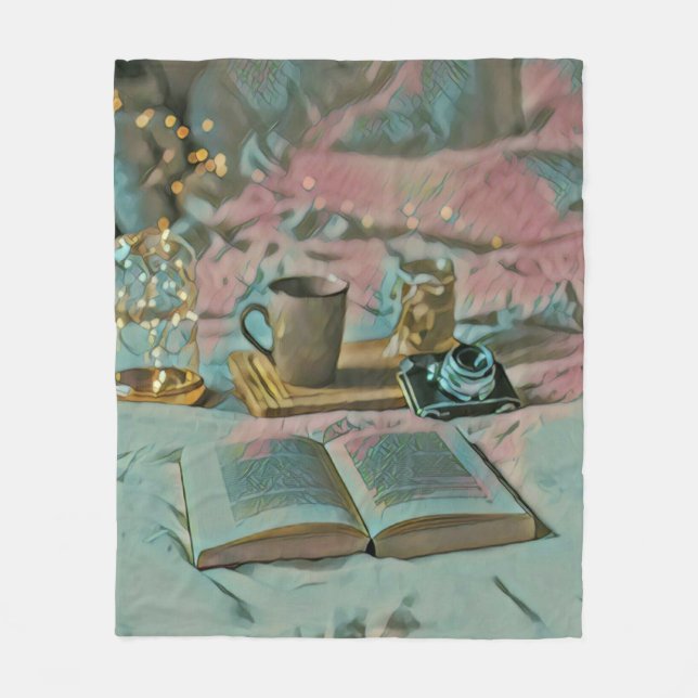 Read Books, Drink Coffee Fleece Blanket (Front)