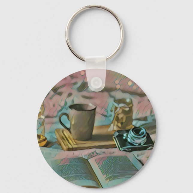 Read Books, Drink Coffee Key Ring (Front)