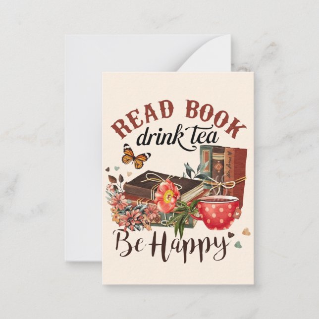 Read Books, Drink Tea & Be Happy Card (Front)