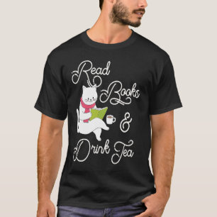Read Books Drink Tea Cat  Kitty Reading Women Cute T-Shirt