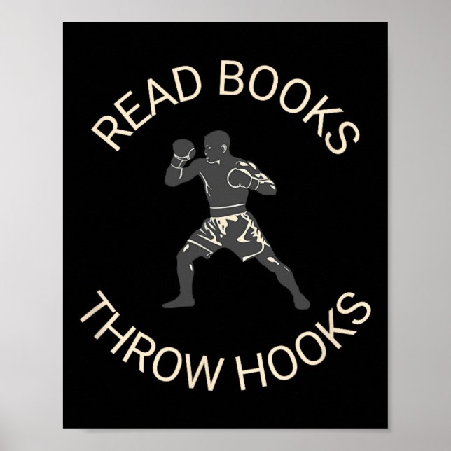Read Books Throw Hooks Boxing Literacy Shirt  Poster (Front)