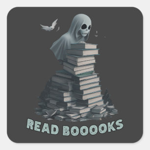 Read booooks, Ghost reading books Square Sticker